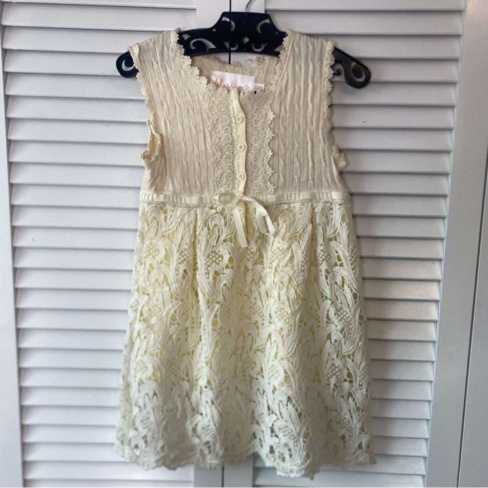 Blossom Couture | Cream and Lace Kids Dress | Size 7-8Y